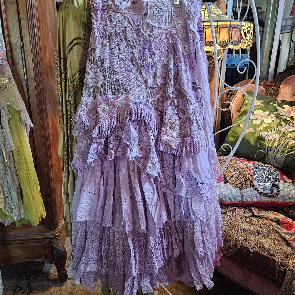 OOAK CUSTOM MADE WRAP AROUND PURPLE LACE SKIRT NWOT - Picture 2 of 11